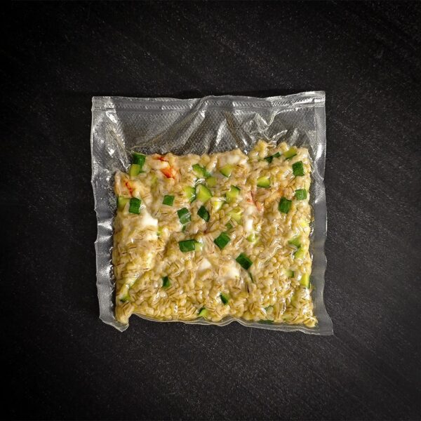 Orzo con gamberi zucchine e lime